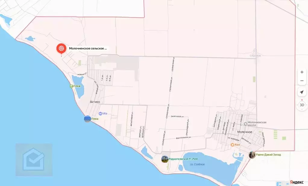 Участок в Крым, Сакский район, Молочненское с/пос, с. Витино  (100.0 ... - Фото 1