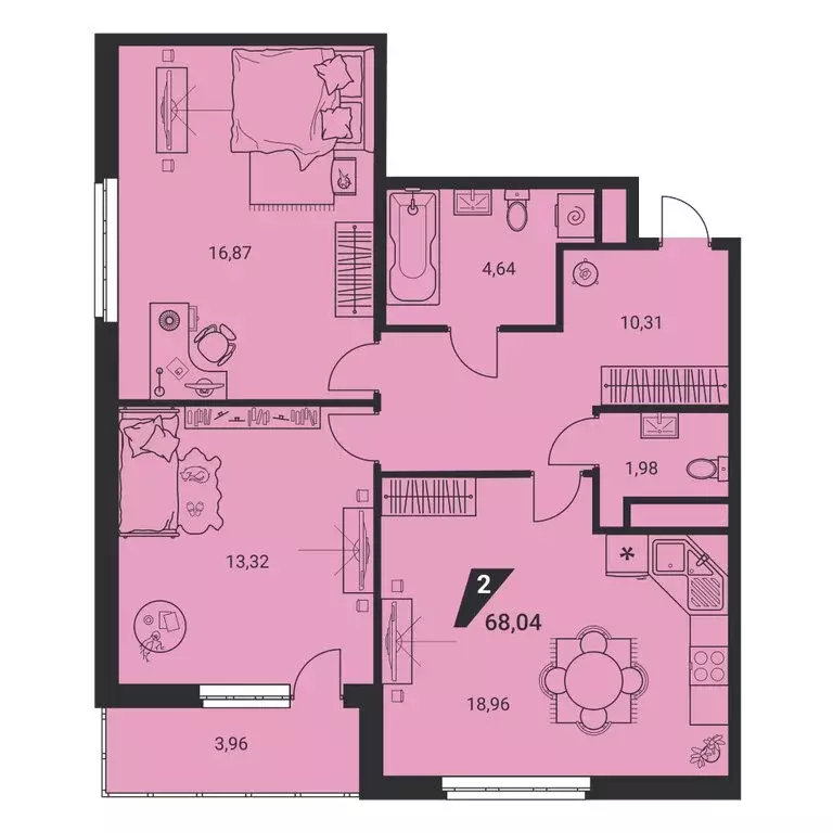 2-комнатная квартира: Екатеринбург, улица Громова, 26 (68.04 м) - Фото 1