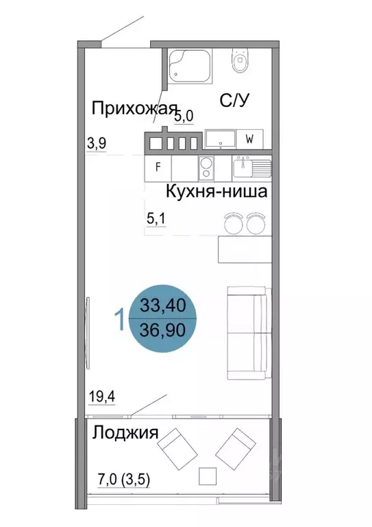 1-к кв. Крым, Керчь Белый город жилой комплекс (36.9 м) - Фото 0