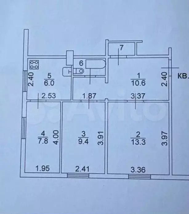 3-к. квартира, 50,1 м, 1/2 эт. - Фото 0