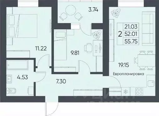 2-к кв. Саратовская область, Татищево рп  (55.75 м) - Фото 0