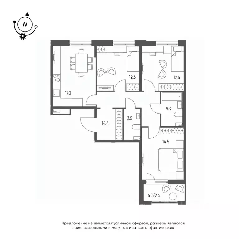 3-к кв. Омская область, Омск Зеленая река мкр, 13 (81.6 м) - Фото 0