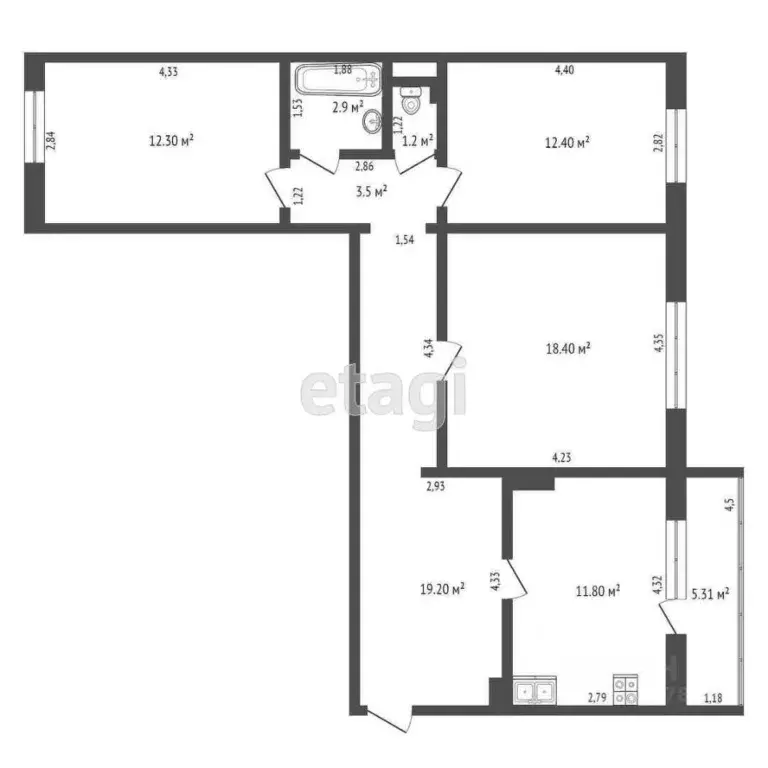 3-к кв. Ханты-Мансийский АО, Ханты-Мансийск ул. Сирина, 68Б (81.6 м) - Фото 1