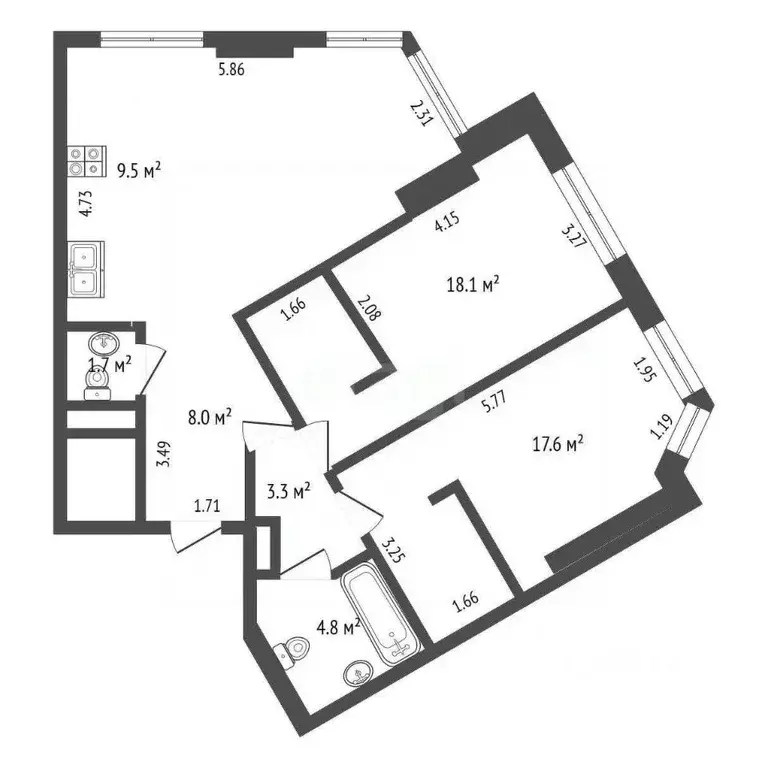 3-к кв. Москва ул. Академика Волгина, 2 (78.7 м) - Фото 2
