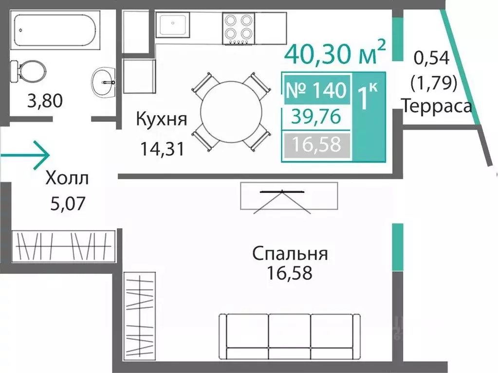 1-к кв. Крым, Симферополь Крымская роза мкр,  (40.3 м) - Фото 0