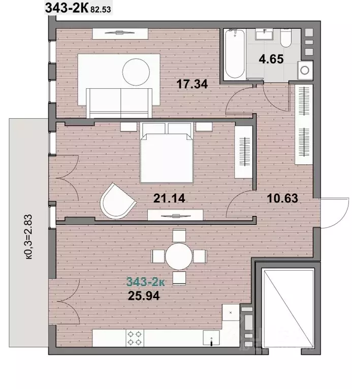 2-к кв. Калининградская область, Зеленоградск ул. Гагарина (82.53 м) - Фото 1