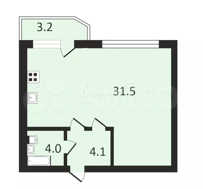 Квартира-студия, 42,8 м, 7/9 эт. - Фото 0