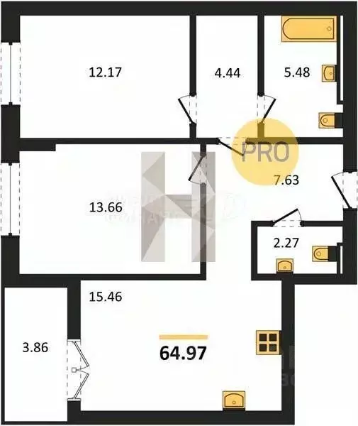 2-к кв. Калининградская область, Гурьевск Включи жилой комплекс (57.73 ... - Фото 1