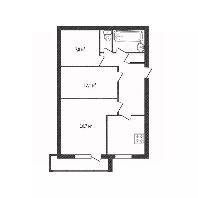 3-к кв. Брянская область, Клинцы ул. Карла Маркса, 36 (60.0 м) - Фото 2