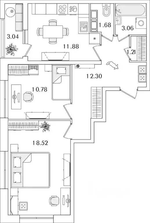 2-к кв. Санкт-Петербург Полюстрово тер.,  (60.95 м) - Фото 0