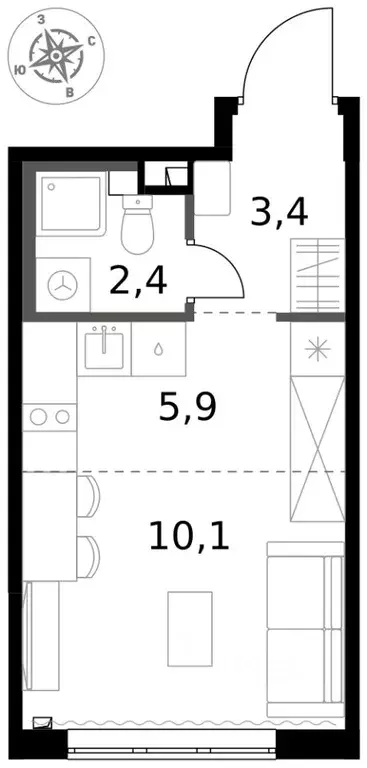 Студия Московская область, Химки Клязьма-Старбеево мкр, Международный ... - Фото 1