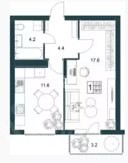 1-к кв. Липецкая область, Липецк Минская ул., 6Б (38.9 м) - Фото 2