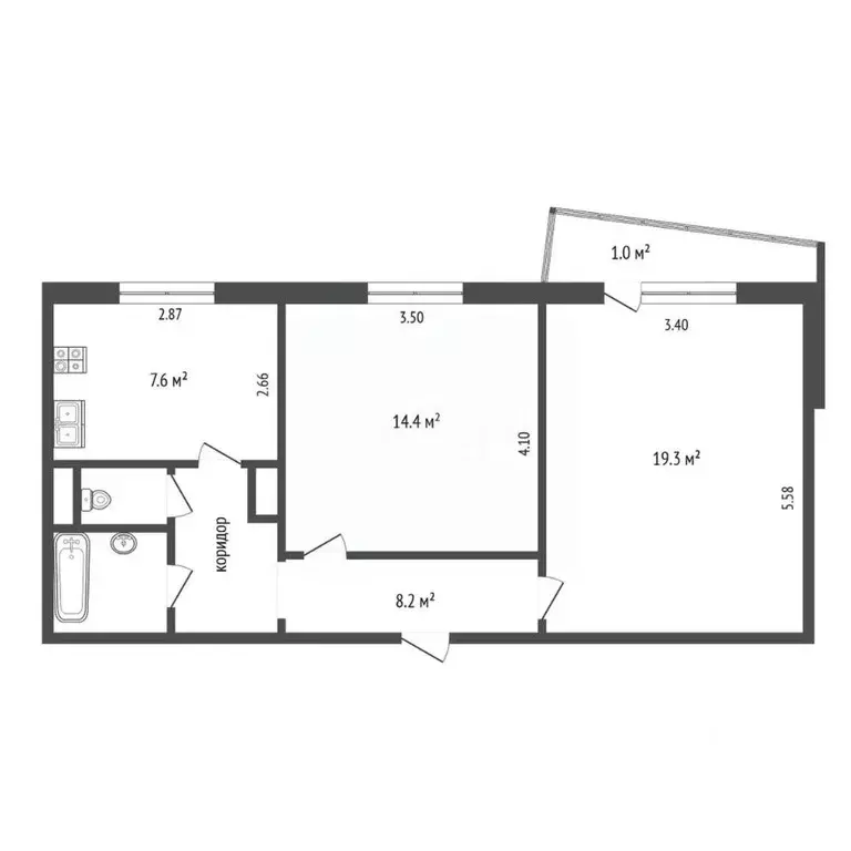 2-к кв. Омская область, Омск ул. Дианова, 30 (53.4 м) - Фото 1