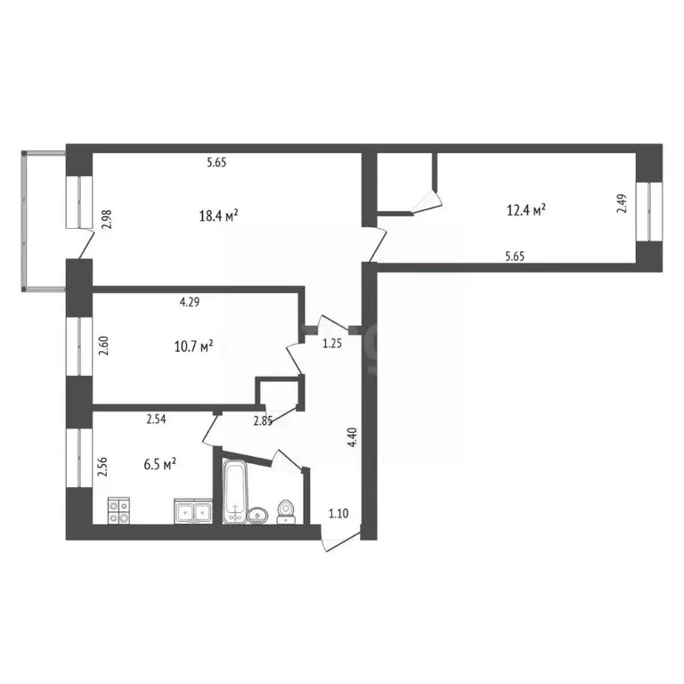 3-к кв. Тюменская область, Тюмень Тульская ул., 5 (59.6 м) - Фото 2