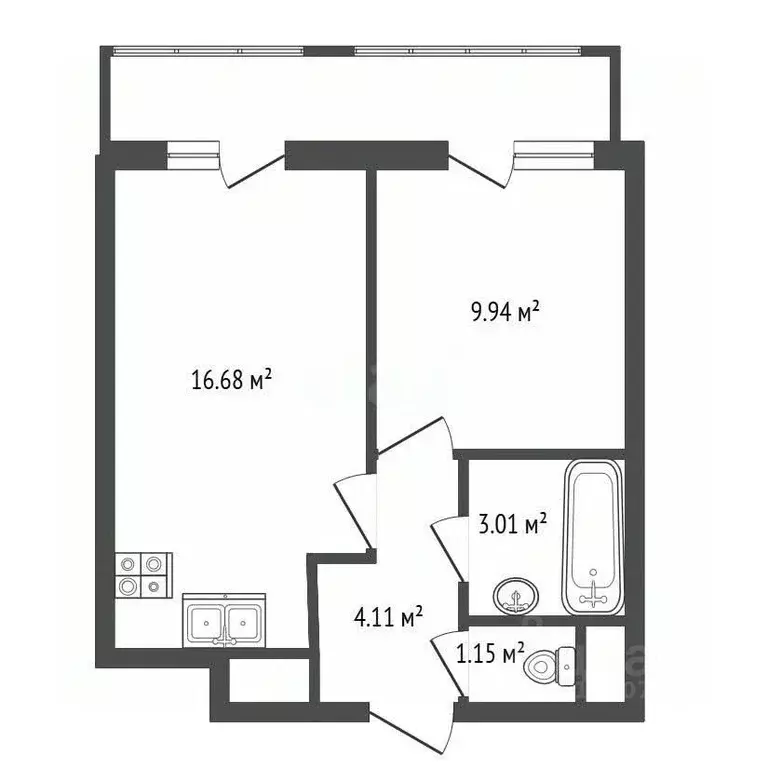 1-к кв. Санкт-Петербург дор. Муринская, 67 (34.9 м) - Фото 1