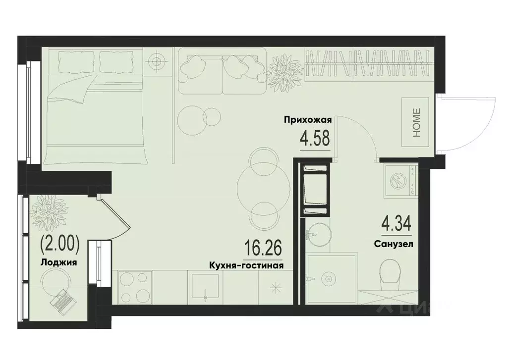Студия Ленинградская область, Мурино Всеволожский район, ID Murino III ... - Фото 1
