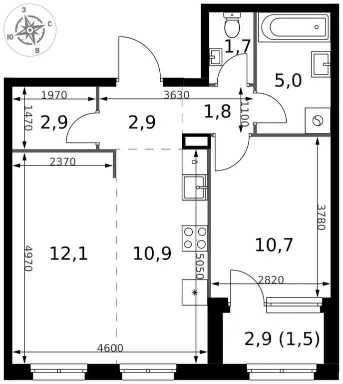 2-к кв. Московская область, Химки Клязьма-Старбеево мкр, Международный ... - Фото 1