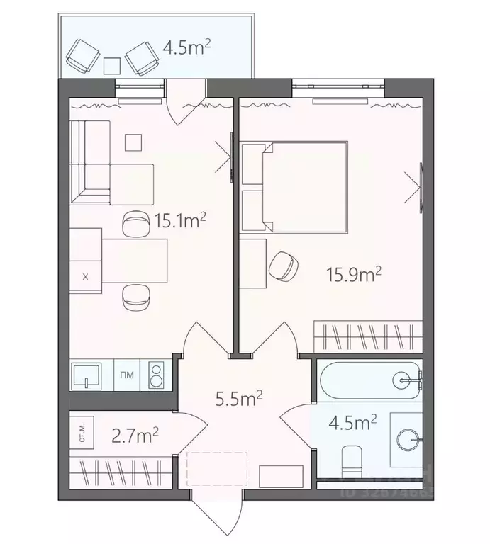 1-к кв. Санкт-Петербург Корпусная ул., 3 (47.0 м) - Фото 1