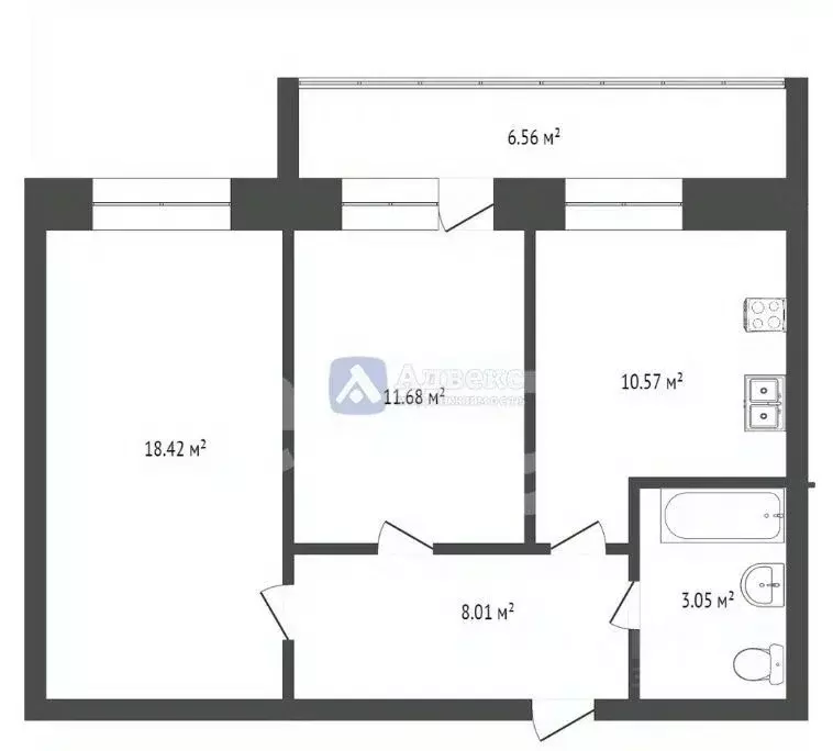 2-к кв. Тюменская область, Тюмень Заречный проезд, 14 (54.0 м) - Фото 2