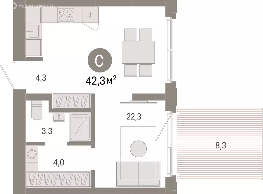 Квартира-студия: Новосибирск, Большевистская улица, с49 (42.28 м) - Фото 0