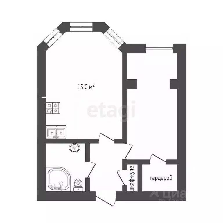 1-к кв. Тюменская область, Тюмень ул. Циолковского, 7к1 (45.2 м) - Фото 1