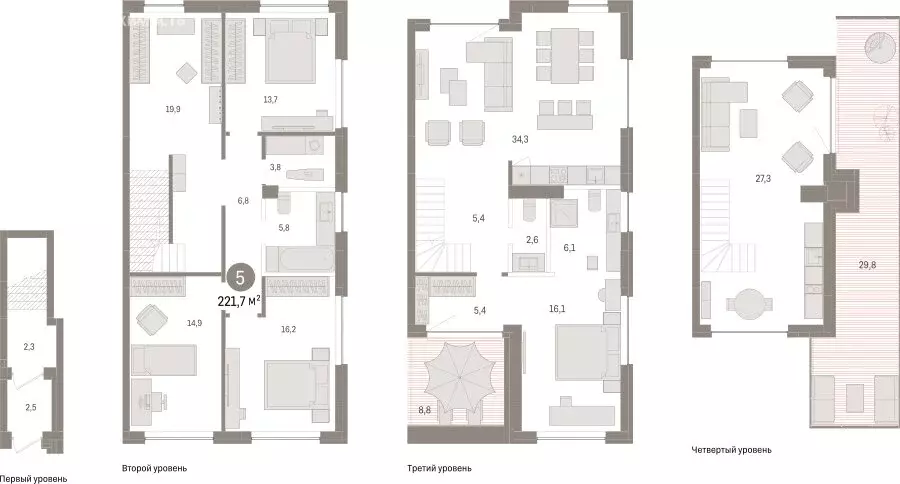 4-комнатная квартира: Тюмень, ЖК Дом у Озера (221.68 м) - Фото 1