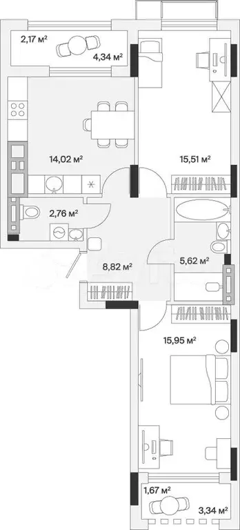 2-к. квартира, 66,5 м, 5/7 эт. - Фото 0