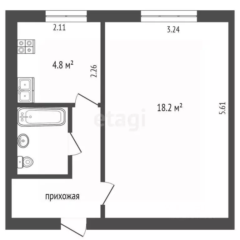 1-к кв. Омская область, Омск ул. Сулеймана Стальского, 2/1 (29.9 м) - Фото 0