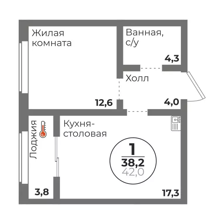 1-комнатная квартира: Челябинск, Комсомольский проспект, 20/17 (38.2 ... - Фото 0