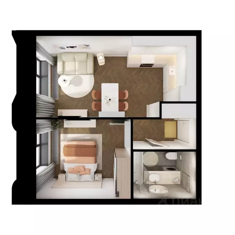 1-к кв. Татарстан, Казань Ботаническая 3 жилой комплекс, 1 (37.4 м) - Фото 2