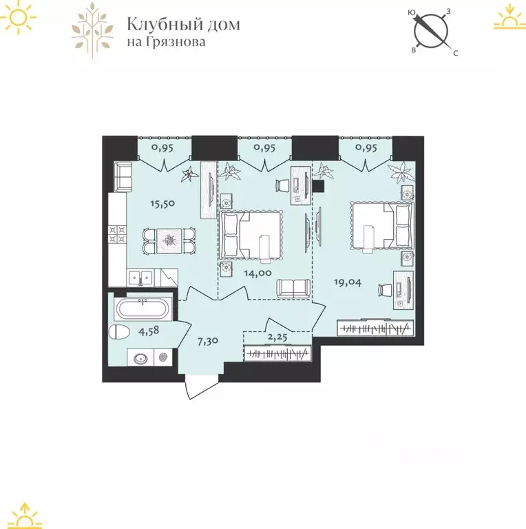 2-к кв. Иркутская область, Иркутск ул. Грязнова (65.52 м) - Фото 0