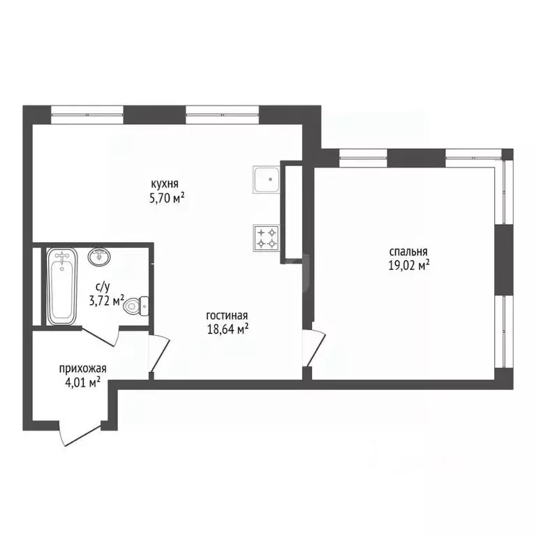 2-к кв. Башкортостан, Уфа просп. Октября, 75 (51.9 м) - Фото 2