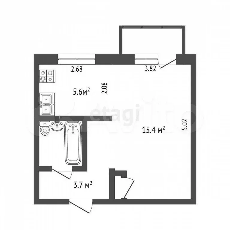 1-к. квартира, 36 м, 5/5 эт. - Фото 0