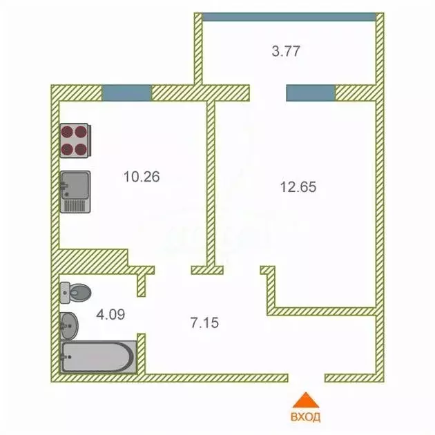 1-к кв. тюменская область, тюмень ул. тимофея чаркова, 79к3 (35.0 м) - Фото 1