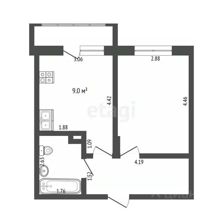 1-к кв. Тюменская область, Тюмень ул. Андрея Бушуева, 2 (34.7 м) - Фото 2