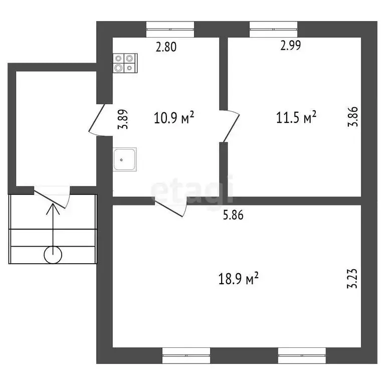 2-комнатная квартира: село Сладково, улица Гурьева, 3 (41.3 м) - Фото 0