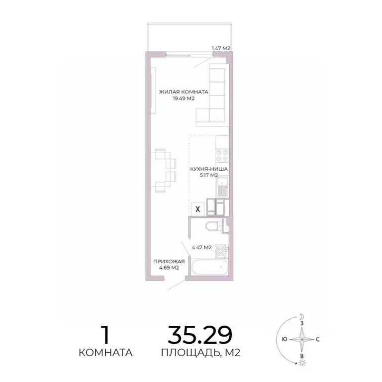1-к кв. Пензенская область, Пенза Побочинская ул., с18 (35.29 м) - Фото 1