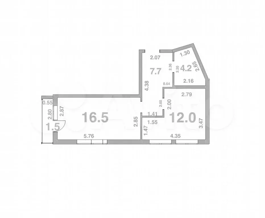 1-к. квартира, 42,7 м, 2/8 эт. - Фото 1