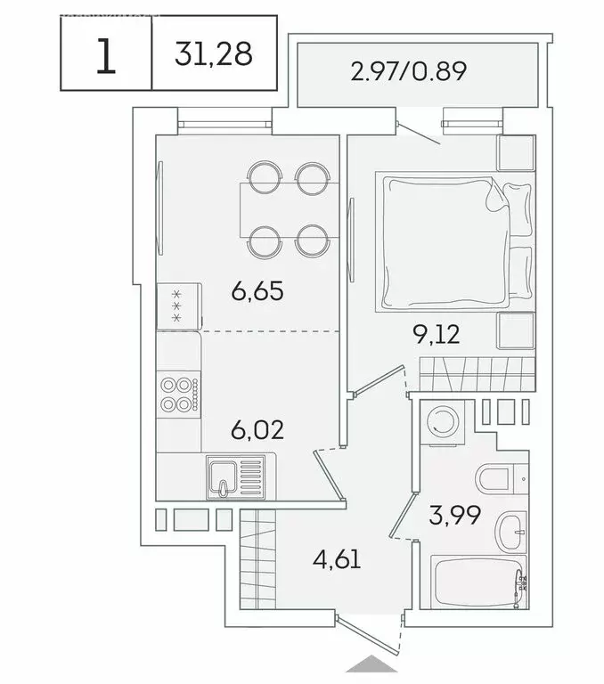 1-комнатная квартира: Мурино, Графская улица, 6к1 (30.2 м) - Фото 1