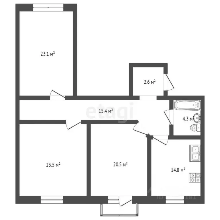 3-к кв. Ростовская область, Таганрог пер. 1-й Новый, 14-9к1 (104.0 м) - Фото 2