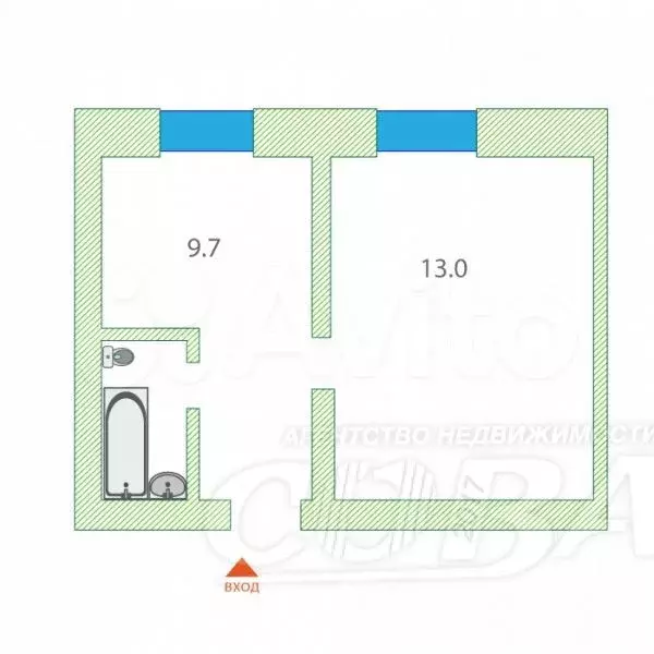 1-к. квартира, 24 м, 3/5 эт. - Фото 0