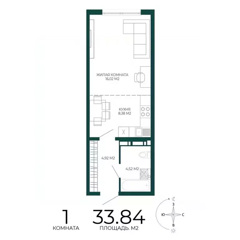 1-к кв. Пензенская область, Пенза ул. Чаадаева, 60Б/2 (33.84 м) - Фото 0