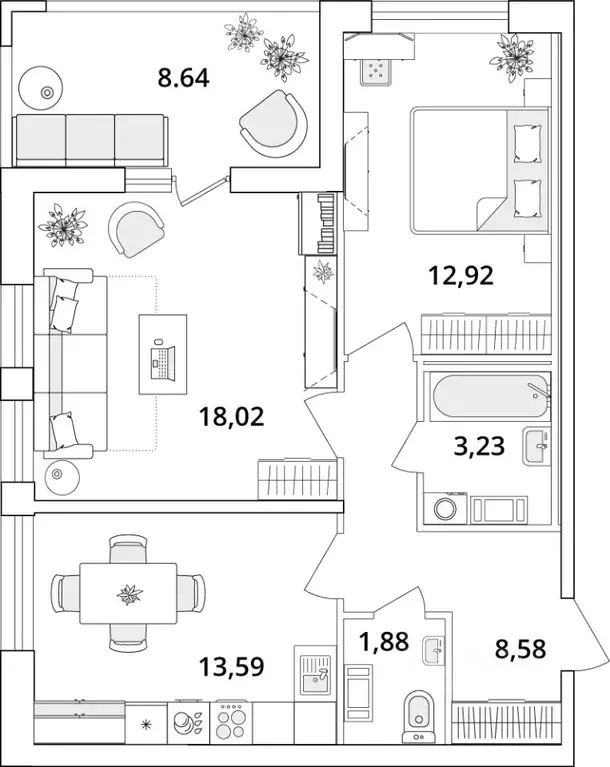 2-к кв. Санкт-Петербург Кубинская ул., 82к3с1 (63.0 м) - Фото 0
