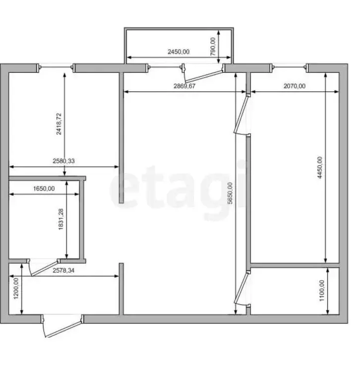 2-комнатная квартира: Узловая, улица Циолковского, 13 (44 м) - Фото 1