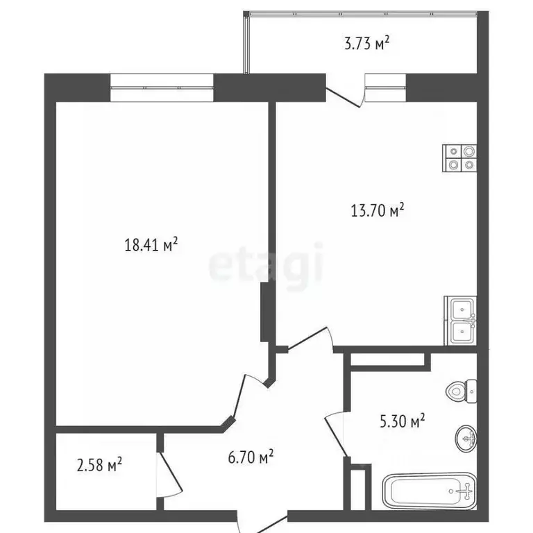 1-к кв. Калужская область, Калуга Пригородная ул., 41 (51.7 м) - Фото 2
