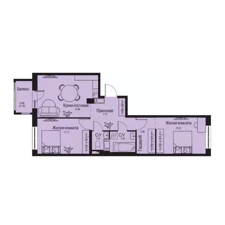 2-к кв. Ленинградская область, Всеволожский район, Заневское городское ... - Фото 1