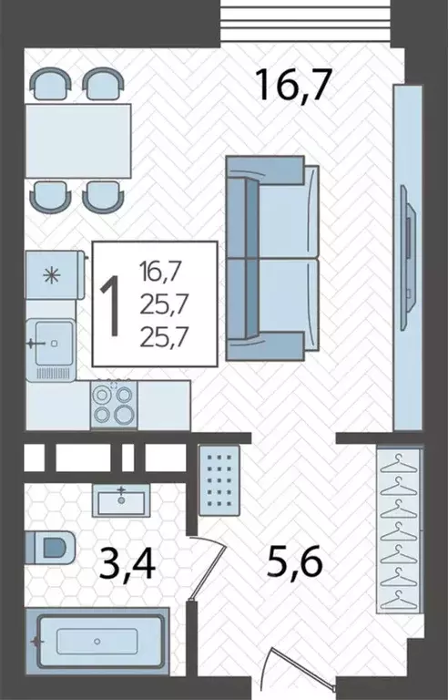 1-к кв. Краснодарский край, Краснодар Уральская ул., 75/6 (25.2 м) - Фото 1