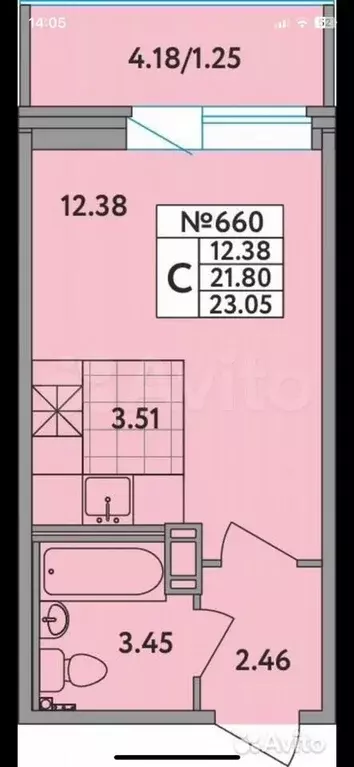 Квартира-студия, 21,9 м, 12/12 эт. - Фото 0