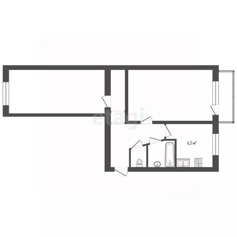 2-к кв. Белгородская область, Белгород ул. Николая Чумичова, 123 (43.8 ... - Фото 2
