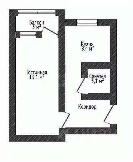 1-к кв. Адыгея, Майкоп Крестьянская ул., 337 (30.6 м) - Фото 2